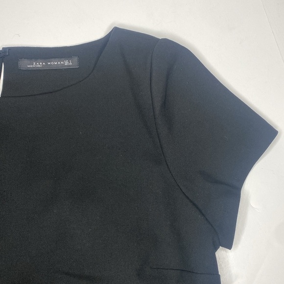 Zara Woman Black Mini Short Sleeve Dress Sz Lg - Picture 4 of 7